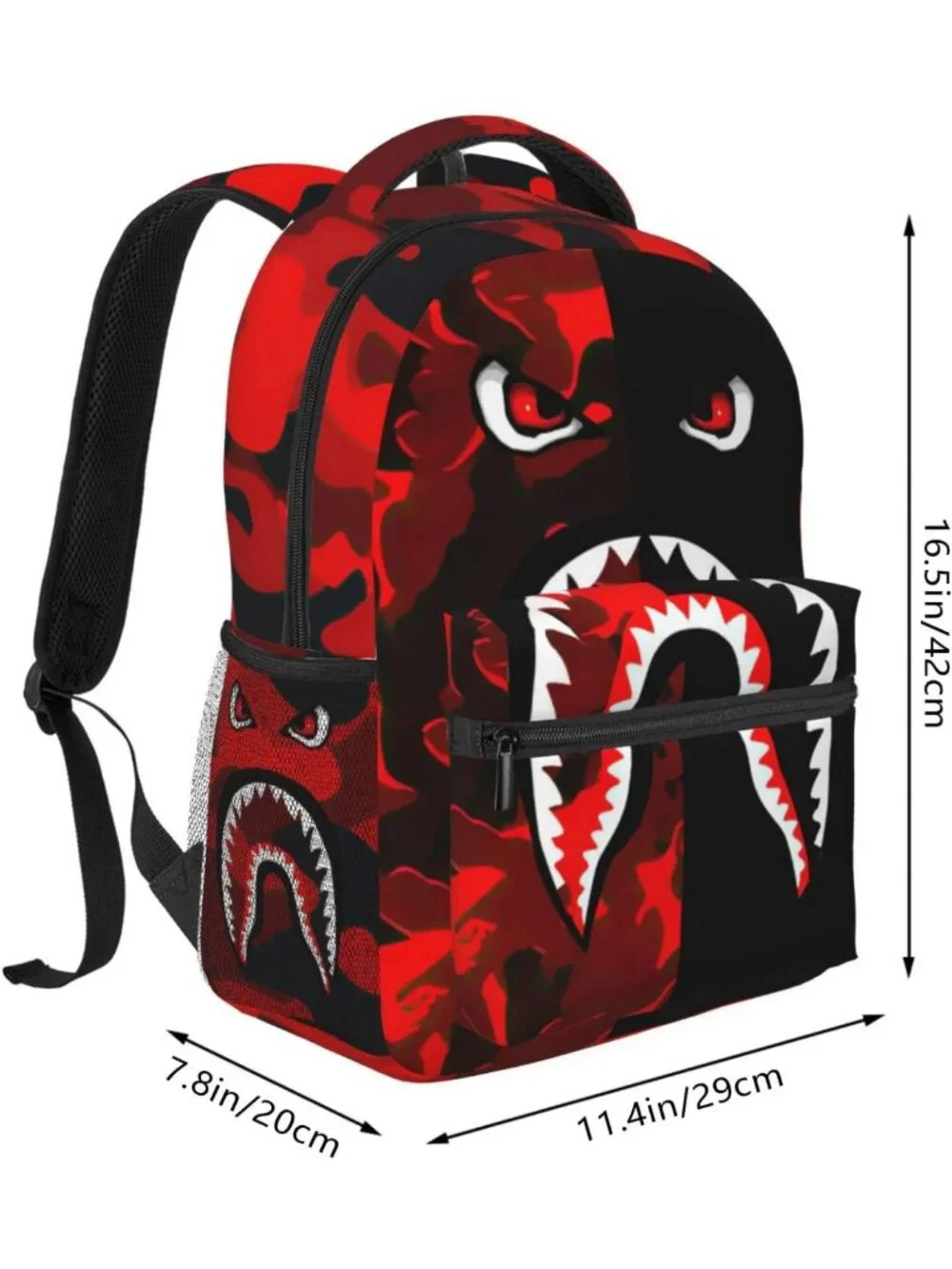 Stylish Camo Shark Teeth Backpack - Durable Travel Laptop Daypack, Big Capacity